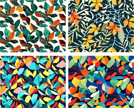 Set of colorful leaf patterns イラスト素材