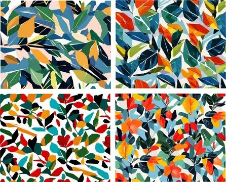Set of colorful leaf patterns イラスト素材