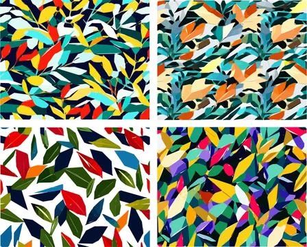 Set of colorful leaf patterns Illustrazione stock