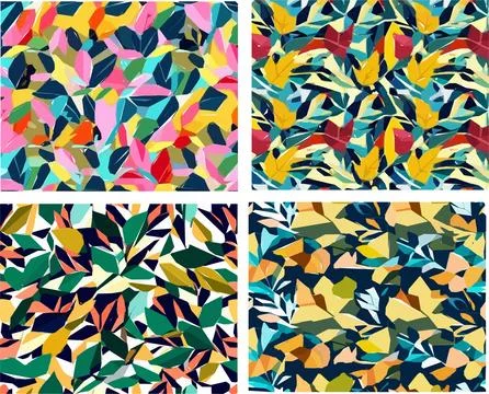 Set of colorful leaf patterns Stock Illustration