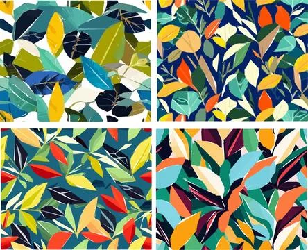 Set of colorful leaf patterns イラスト素材