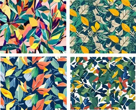Set of colorful leaf patterns Stock Illustration