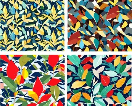 Set of colorful leaf patterns イラスト素材
