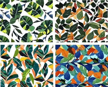 Set of colorful leaf patterns イラスト素材
