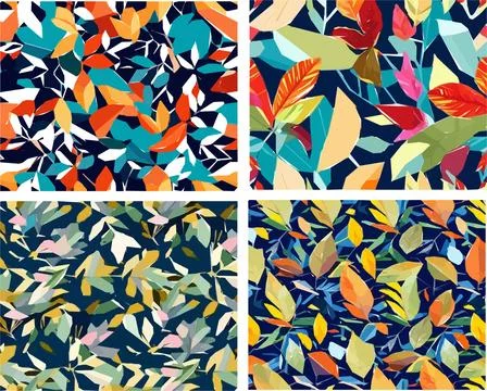 Set of colorful leaf patterns Illustrazione stock