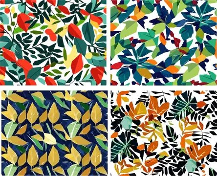 Set of colorful leaf patterns イラスト素材