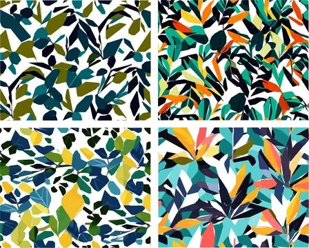 Set of colorful leaf patterns Stock Illustration