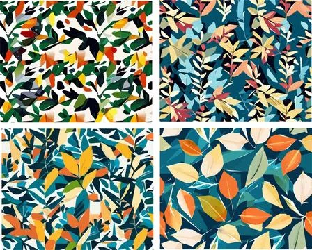 Set of colorful leaf patterns イラスト素材