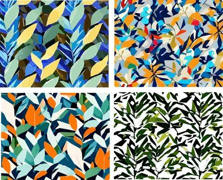 Set of colorful leaf patterns イラスト素材