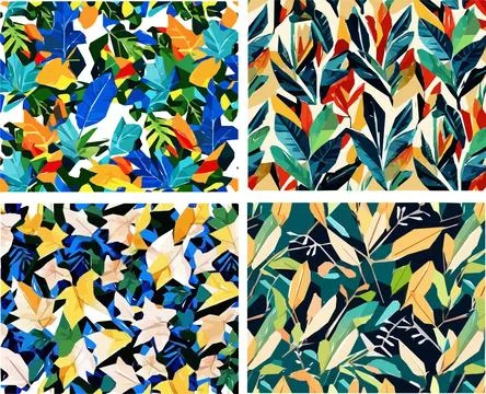 Set of colorful leaf patterns Stock Illustration