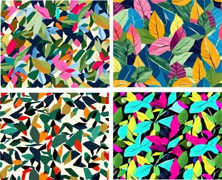 Set of colorful leaf patterns イラスト素材