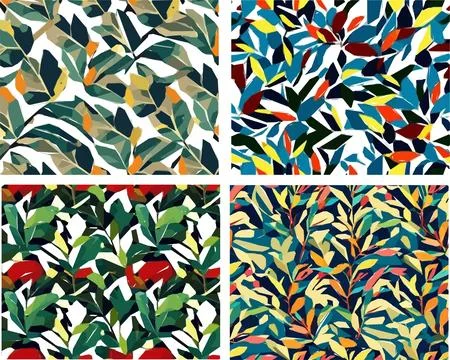 Set of colorful leaf patterns Stock Illustration