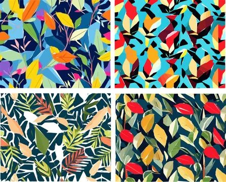 Set of colorful leaf patterns イラスト素材