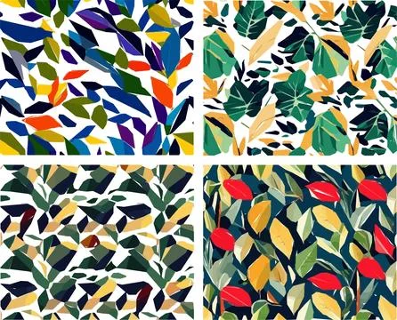 Set of colorful leaf patterns イラスト素材
