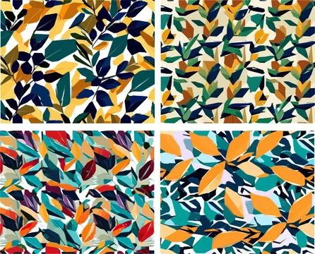 Set of colorful leaf patterns イラスト素材