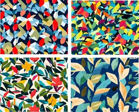 Set of colorful leaf patterns Stock Illustration