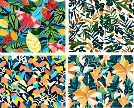 Set of colorful leaf patterns Stock Illustration