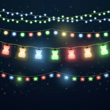Set of colorful light garlands Illustrazione stock