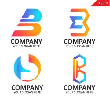 A set of colorful logos for your business. The initial letters b of the company Stock Illustration