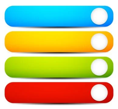 Set of colorful long, horizontal button, banner backgrounds with rounded corn Ilustración de archivo