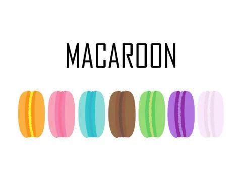 Set of colorful Macaroons isolated on white background Stock Illustration