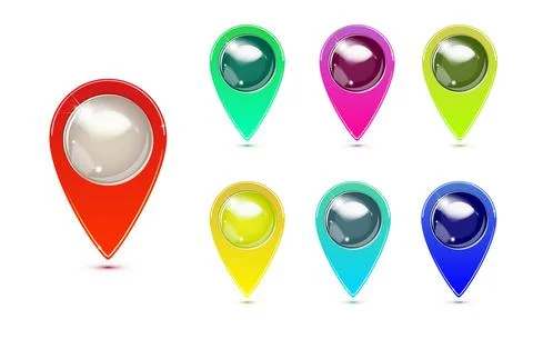 Set of Colorful Map Markers. GPS location symbol. pointer minimal vector symbol 스톡 일러스트