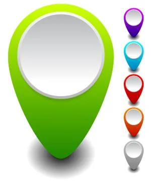 Set of colorful map markers, map pins with empty circle 스톡 일러스트
