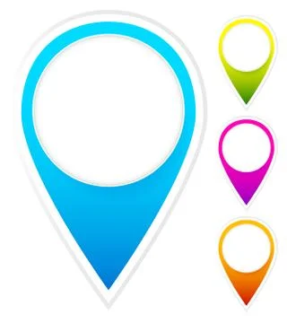 Set of colorful map markers, map pins Ilustração Stock