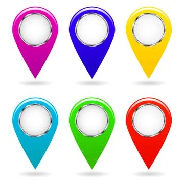 Set of colorful map pointers. Isolated objects. Vector image Stock Illustration