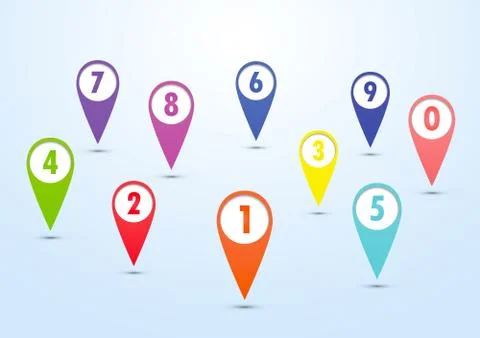 Set of colorful mapping pins Illustrazione stock