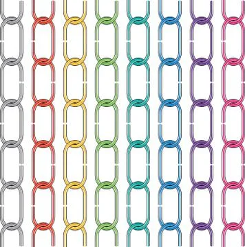 Set of colorful metal chains Stock Illustration