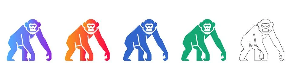 Set of Colorful Monkey Icons Stock Illustration
