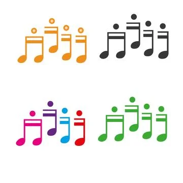 A set of colorful music notes in different colors Music note icon set - simple f Stock Illustration