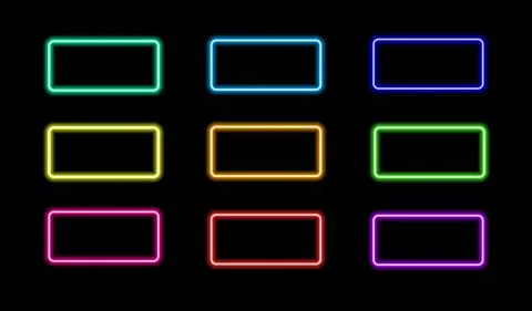 A set of colorful neon frames. Vector illustration bright multicolored Stock Illustration