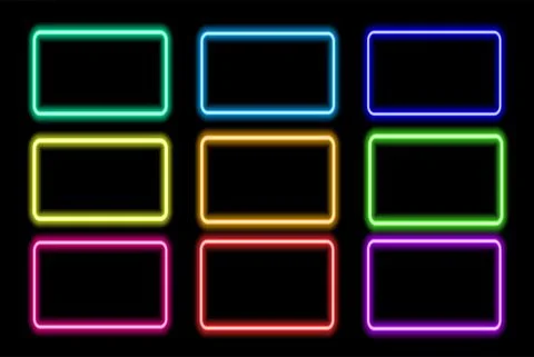 A set of colorful neon frames. Vector illustration of bright rectangular shapes 스톡 일러스트