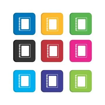 Set colorful note icon for smart phone application and web icon Stock Illustration