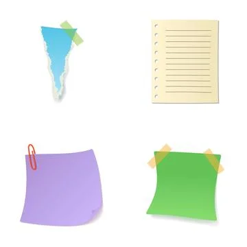 Set of colorful notes, paper, and reminders Stock Illustration