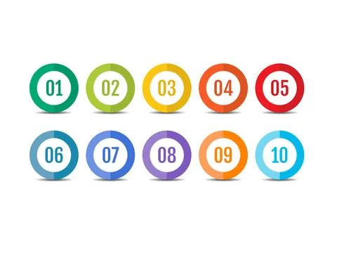 Set of colorful number button 1-10 Stock Illustration