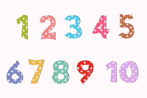 Set of colorful numbers. Vector illustration. Template elements for greeting 스톡 일러스트