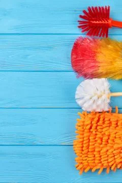 Set of colorful objects for house cleaning. Foto stock