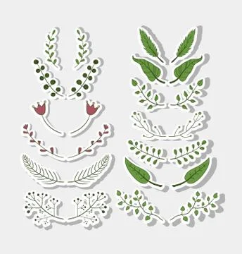 Set of colorful ornaments on white. Hand drawn ornate elements with abstract Stock Illustration