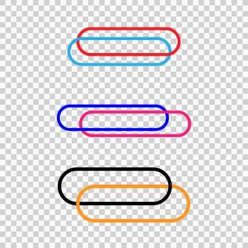 Set of colorful overlapping rounded rectangle outline icons on white background Illustrazione stock