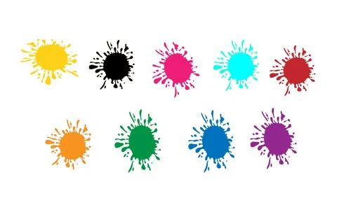 Set of colorful paint splashes. Colored paint splashes Illustrazione stock
