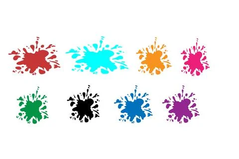 Set of colorful paint splashes. Colored paint splashes Stock Illustration