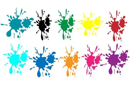 Set of colorful paint splashes. Colored paint splashes Stock Illustration