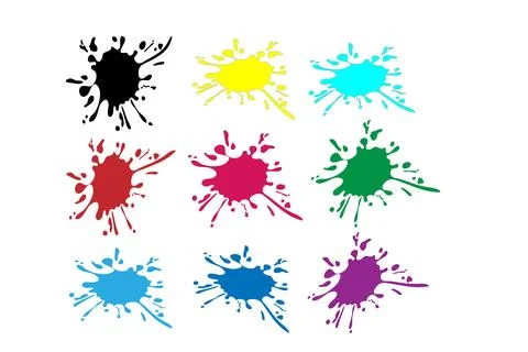 Set of colorful paint splashes. Colored paint splashes Stock Illustration