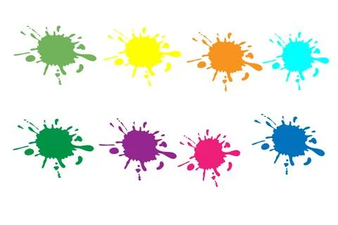 Set of colorful paint splashes. Colored paint splashes Stock Illustration