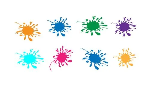 Set of colorful paint splashes. Colored paint splashes Illustrazione stock