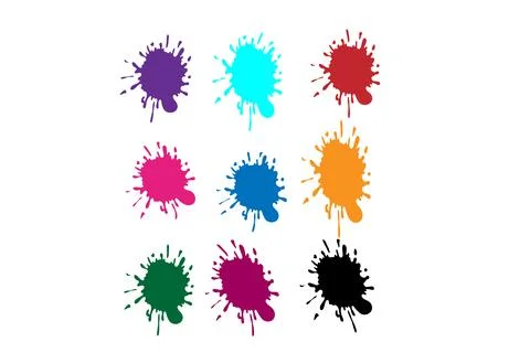 Set of colorful paint splashes. Colored paint splashes. Illustrazione stock