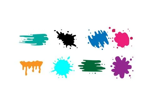 Set of colorful paint splashes. Colored paint splashes Stock Illustration